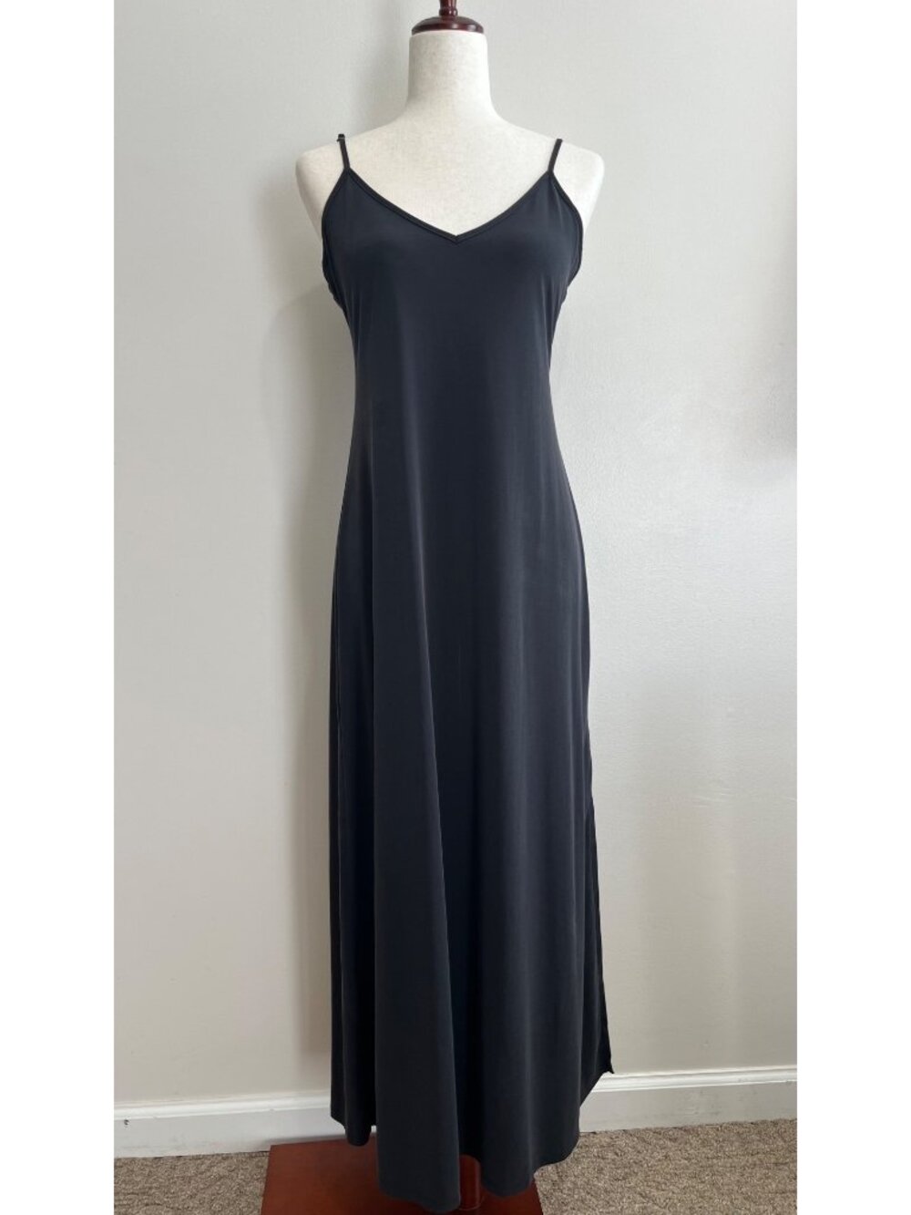 Lush Sleeveless Maxi Dress Womens M Black Minimalist Modal Blend Soft
